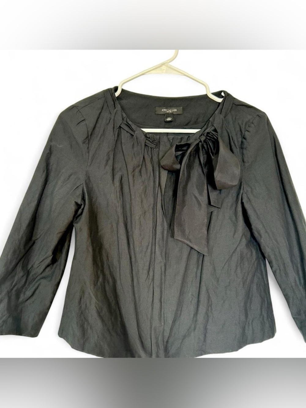 Ann Taylor Black Bow Front Jacket